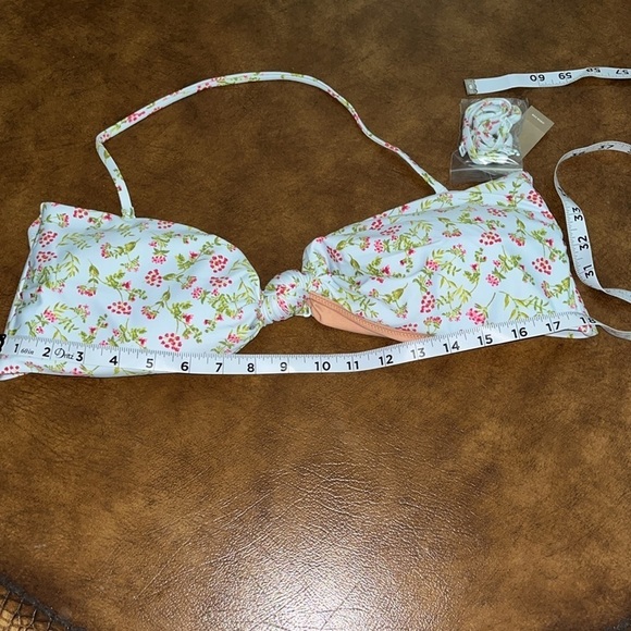 J.Crew Womens Knot Bandeau Bikini Swim Top Cloud Meadow Floral Blue Size 2X - Picture 9 of 9